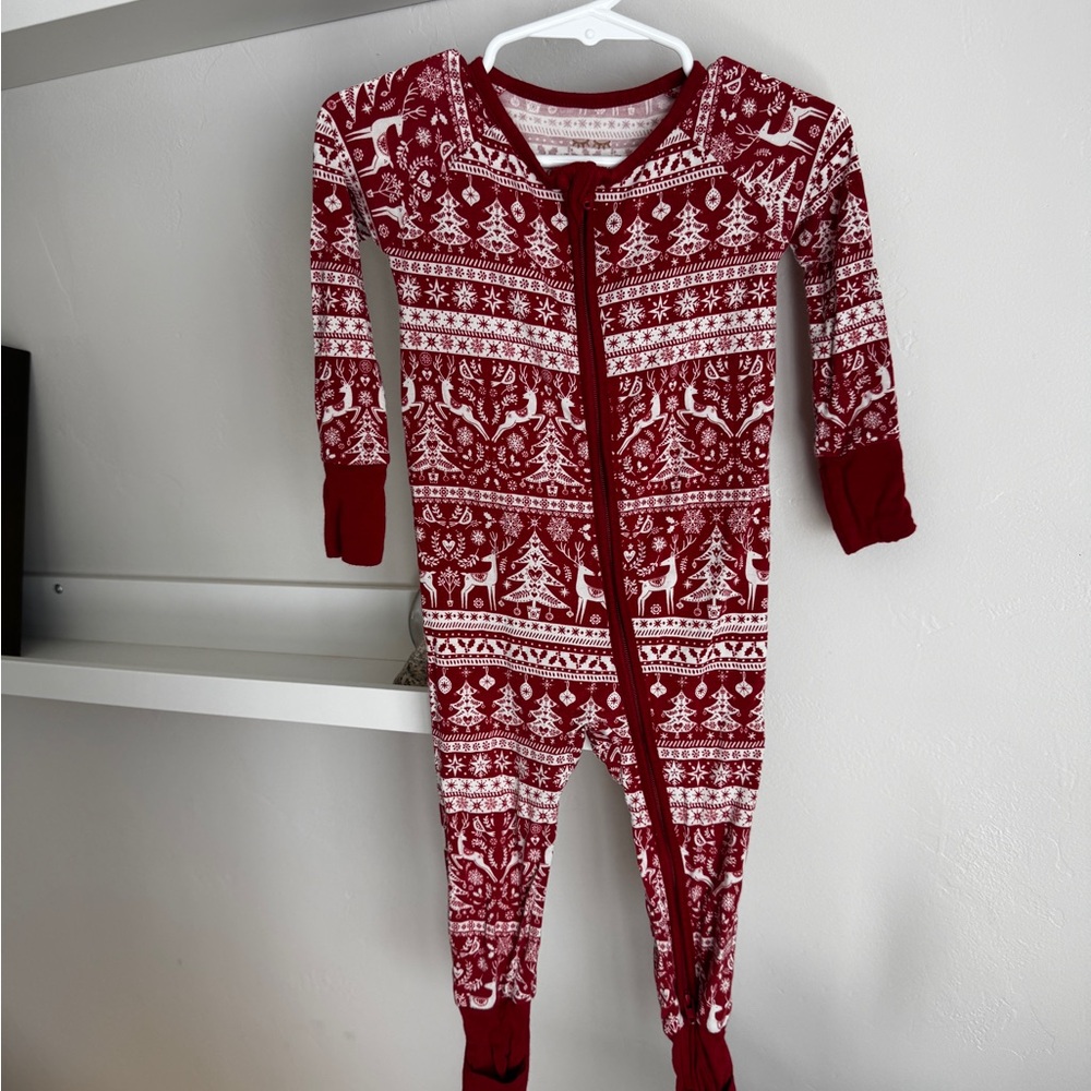 Little Sleepies Red and White Festive Footie